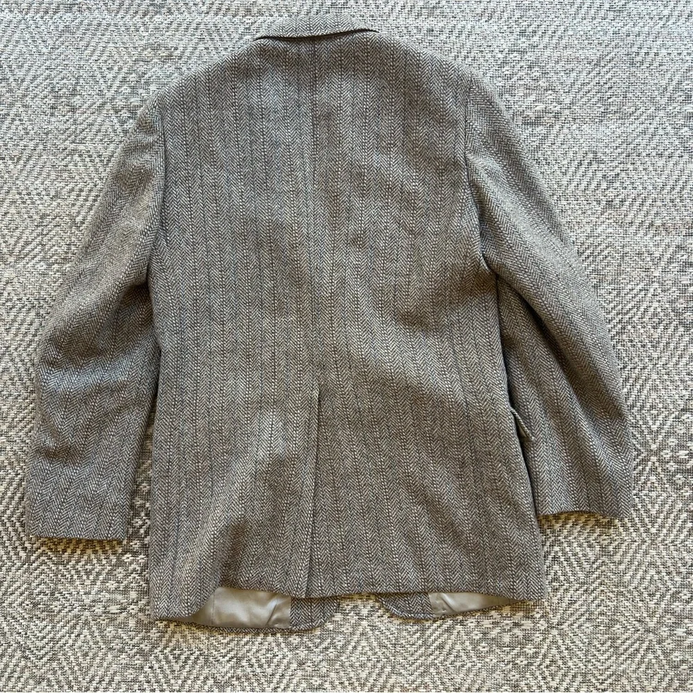 Vintage Harris Tweed Sport Coat Mens Brown‎ Herringbone Blazer Size L Academia